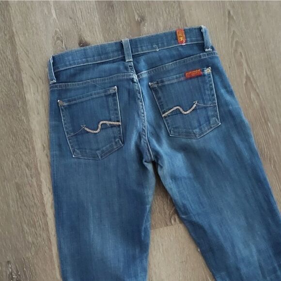 7 For All Mankind Roxanne Mid Rise Raw Hem Jeans Size 24 - Picture 5 of 9